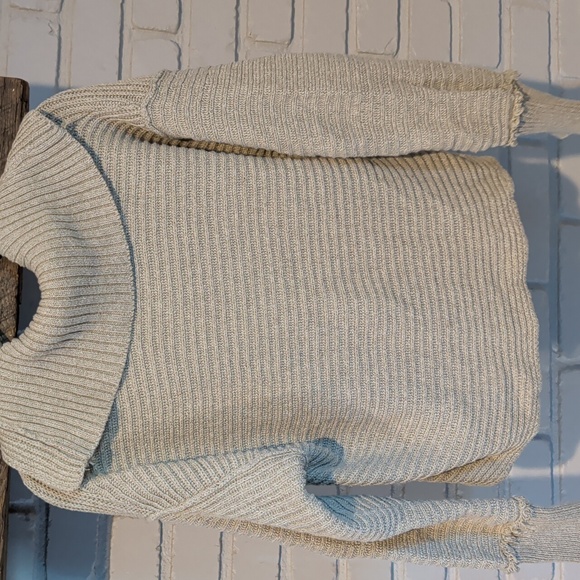 Free People Marlie deep v ribbed sweater in cream - Picture 9 of 9